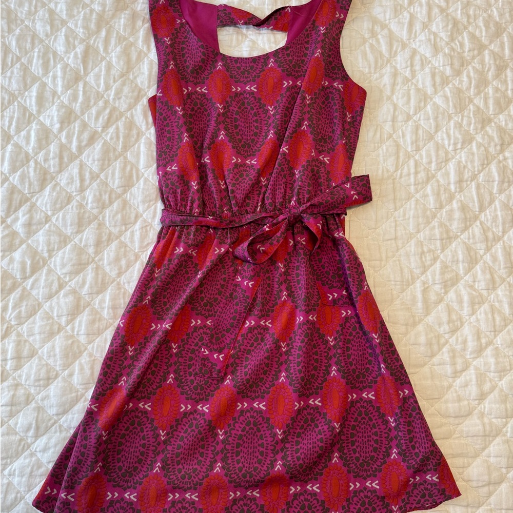 Vibrant Pink and Red Sleeveless Dress
